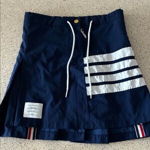 Thom Browne Navy Blue Mini Skirt with White Stripes